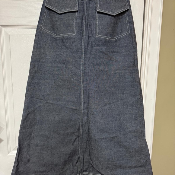 Vintage Long Grey Blue Denim Skirt - Picture 2 of 5